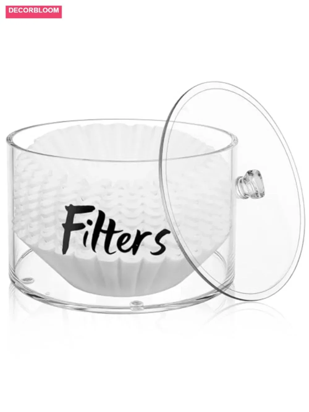 Acrylic Coffee Filter Holder with Lid, Clear Storage Dispenser for Kitchen